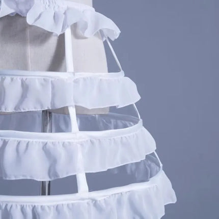 Women Girls Lolita Hollow Lotus Leaf Lace Bird Cage Fish Bone Skirt Cosplay Dress Skirt Petticoat Bride Wedding Dress Lining
