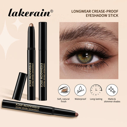 10 Colors Longwear Crease-proof Eyeshadow Pencil Stick Lasting Glitter Shimmer Matte Eye Shadow Highlighter Pen Eyes Makeup Too