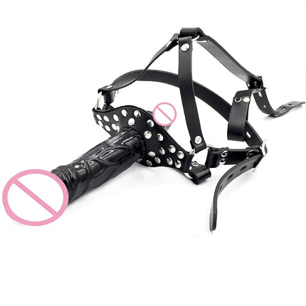 PU Leather Sensory Deprivation Head Harness Headgear Open Mouth Gag Removable Funnel Femdom BDSM Restraint Hood Roleplay
