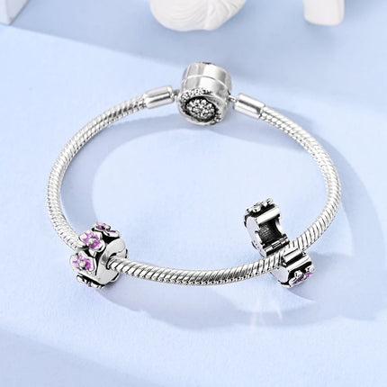 Silver 925 Charm Bead Rose Heart Pandent Butterfly Orchid Clasp Clip Fit Original Bracelet Pendnat Diy For Woman Jewelry