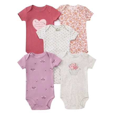 5pcs/set Cotton Soft Comfortable Baby Bodysuits Short Sleeve One-Pieces for Newborn Infant Summer Bebe Clothes Baby Shower Gifts