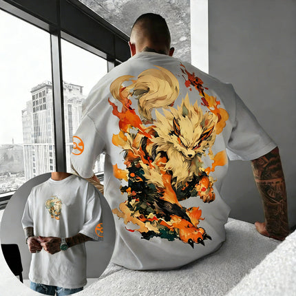 Pokemon  Anime Men and Women Summer T-shirt New Arcanine Creative Printed Street Hip Hop Loose Casual Y2K Parent Child Top