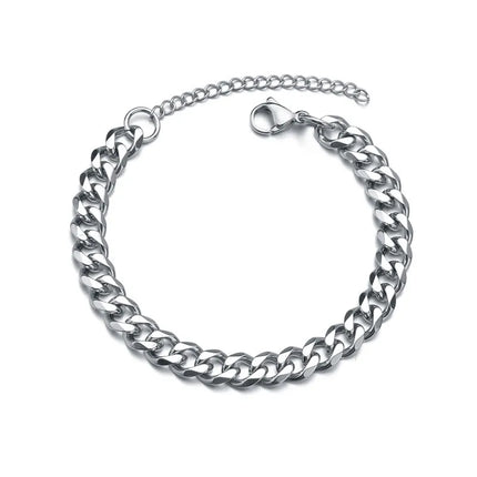LETAPI Fashion Stainless Steel Curb Cuban Chain Bracelet for Men Women Hip Hop Couple Unisex Wrist Hand Jewelry Gift Party