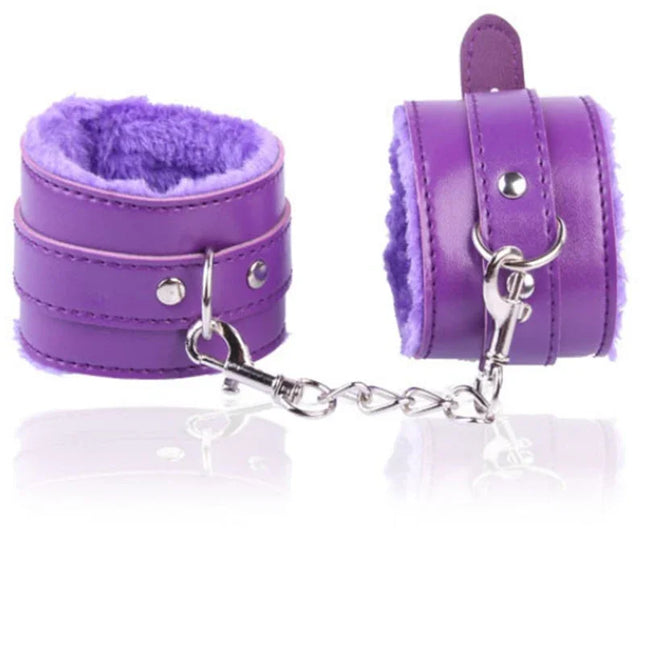 1 Pair Sexy Hand Wrap PU Leather Plush Handcuff Ankle Cuff Bracelet Bondage Lingerie Cosplay Accessories Couples Games Sex Toys