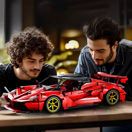 1:14 Red building block sports car RC toy, car building block toy, birthday gift, sports car model DIY, children's gift