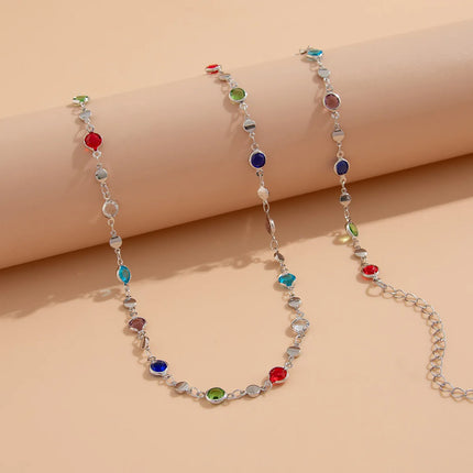 Simple Colorful Geometric Crystal Waist Belly Chain for Women 2025 Trendy Bikini Thin Belt Chain Body Jewelry