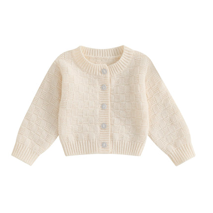 Kids Fall Knit Cardigan Long Sleeve Solid Color Button Down Warm Winter Sweater for Girls Boys