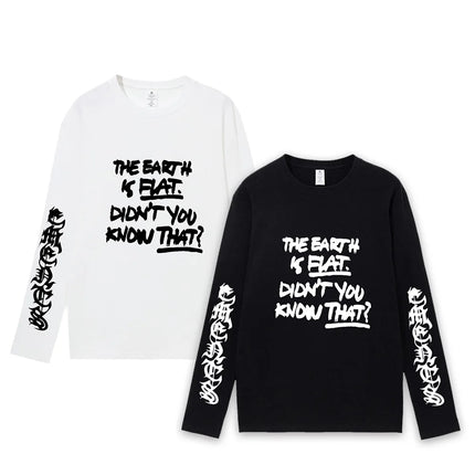 Kpop Vintage O-neck Yk2 Fairy Hombre The Earth IS Fiat Print Dark Style Baby Grunge Boy Girls Streetwear Pure Cotton Sweater