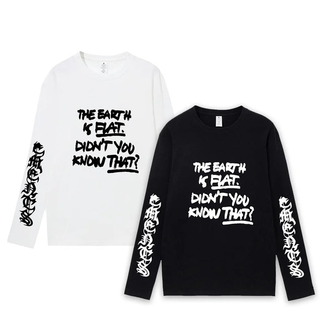 Kpop Vintage O-neck Yk2 Fairy Hombre The Earth IS Fiat Print Dark Style Baby Grunge Boy Girls Streetwear Pure Cotton Sweater