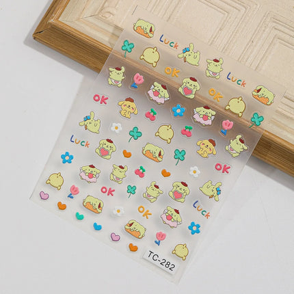 Embossed Sanrio Series Nail Stickers My Melody Hello Kitty Self-Adhesive Nail Parts Long-Lasting Colors Kuromi Nail Accessories