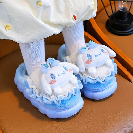 Kids' Slippers House Shoes Cartoon Cinnamoroll Winter Shoes For Girls Anti-slip Warm Thick Bottom Pink Pruple Shoes Size 24-41