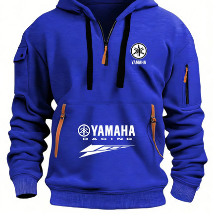 2026 New Yamaha Logo Racing Motorcycle Racing Outdoor Sports Men's Half Zipper Pocket Women's Large Hoodie