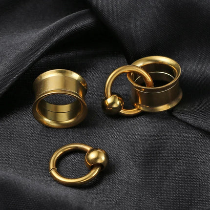 2PC/Set Stainless Steel Round Ear Gauges Plugs Expander Ear Hangers Tunnel Piercing Women Body Jewelry Stretcher Studs