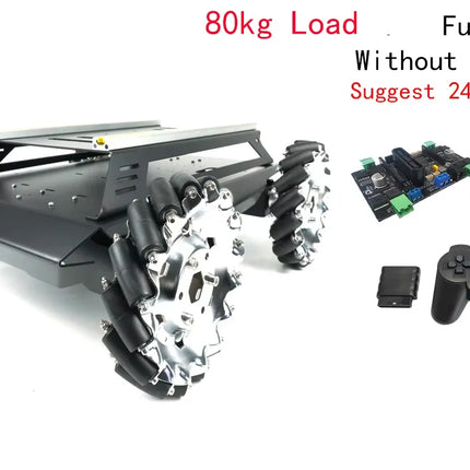 80kg Load Heavy Duty Metal Car Chassis 152mm Mecanum Wheel Trolley Omnidirectional V5Max Mobile Robot for Arduino Robot DIY Kit