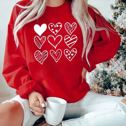 Simple Lines Heart Drawing Printing Women Hoodies Harajuku Hoody Fashion Clothing Comfortable Winter Autumn Sweatshirt