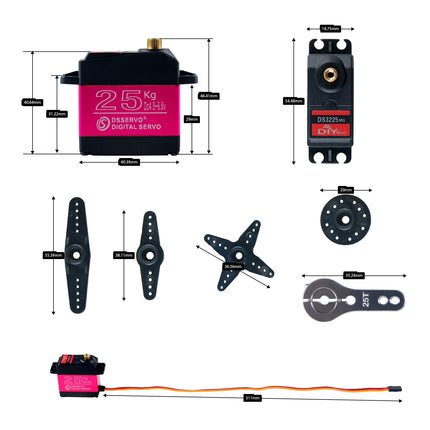 DS3225 25Kg RC Digital Servo 180 270 Degree Waterproof servo high torque Full Metal Gear for DIY Baja Car RC Robotic Arm