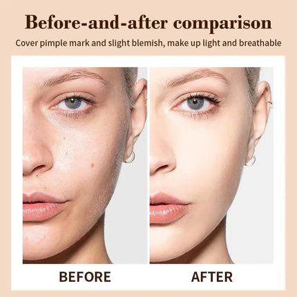 BSIMONE Coverage Foundation Long-Lasting Oil Control Waterproof Liquid Foundation Matte Finish Concealer With Sponge Brush Head
