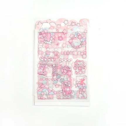 Kawai 4Pcs Pink PET Decorative  Stickers Pack Scrapbooking Stationery School Supplies Korean Stickers
