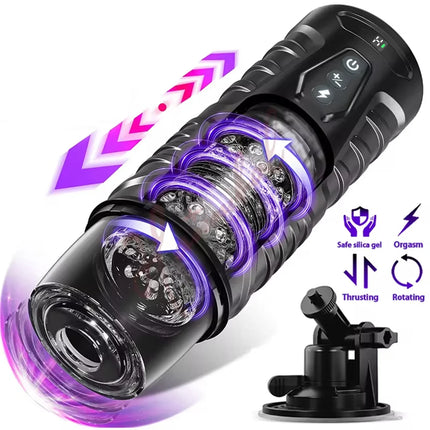 Male Masturbator Sex Toys for Men Male Sex Toy with 7 Thrusting 7 Rotating Pocket Pussy Hands Free Sex Machine LCD Display 18+