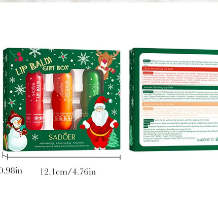 3/4pcs SADOER Christmas Set Brightening Lip Balm Moisturizing Anti Cracking Hydrating Repair Nourishing Lipstick Skin Care