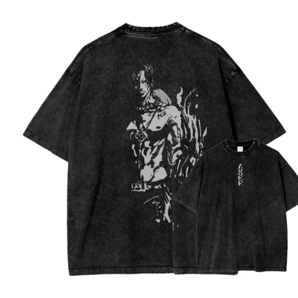 2026 New ACID WASH TEE ONE PIECE Anime Printed T-shirt Men's and Women's Washed T-shirt High Quality Vintage Cotton T-shirt Top