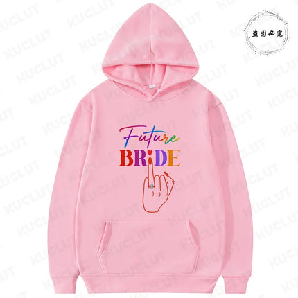 French Girls Hoodies: Future Bride & Team Bride Printed Pullover, Long Sleeve Sweatshirts for Bachelorette Party Single Farewell