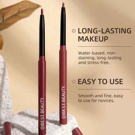 12-Piece Lip Liner Set - Long-Lasting, Waterproof, Nude Shades with Plant Squalane - Perfect Valentine's Day Gift for Her, Moist