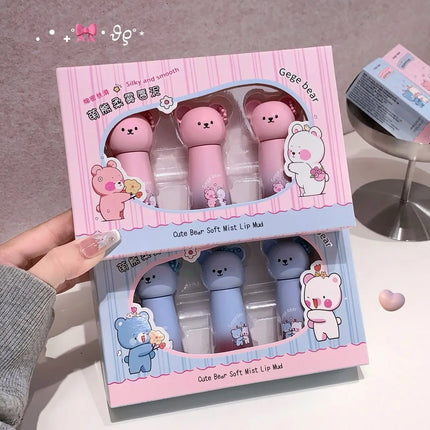 Gege bear Cute Cat Lip Gloss - Moisturizing Smooth and Long-lasting Lip Glaze - 4 Shades Easy to Apply Holiday Gifts