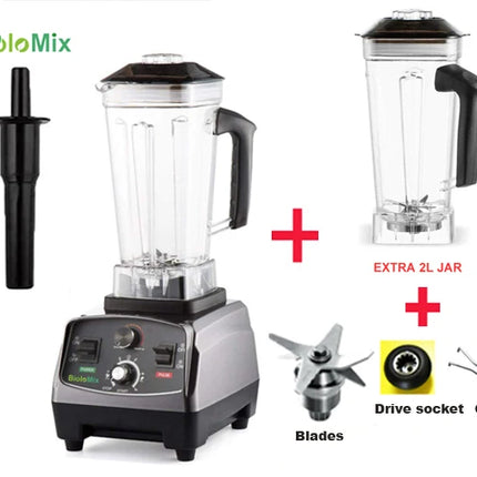 BioloMix 3HP 2200W Heavy Duty Grade Timer Blender Mixer Juicer Fruit Food Processor Ice Smoothies BPA Free 2L Jar