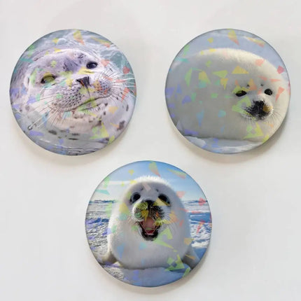 Cute Seal Sea Laser Button Pins Backpack Clothing Decor Brooch Fiction Badge Jewelry Gifts