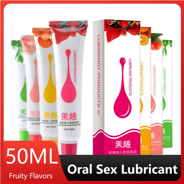 50ML Edible Oral Sex Lubricant Fruity Flavor Lubricating Fluid for Adults Anal Vaginal Sex Toys Gel Lube Couple Sexual Products