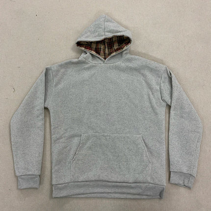 Unisex American Hip-Hop Plaid Print Loose Hoodie Y2K Pullover for Autumn Winter Men Women