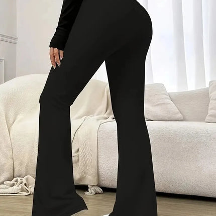 Women's High-Waisted Yoga Flared Pants Black Sexy Leggings Casual Trousers Comfortable Stretchy Bottoms for Fitness And Exercise