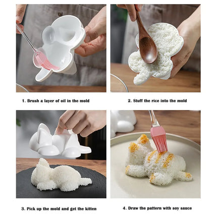 Cute Cat Animals Shape Sushi Molds Plastic Kids Rice Mashed Potato Pumpkin Mash Molds Baking DIY Tools Supplies Kitchen Gadgets