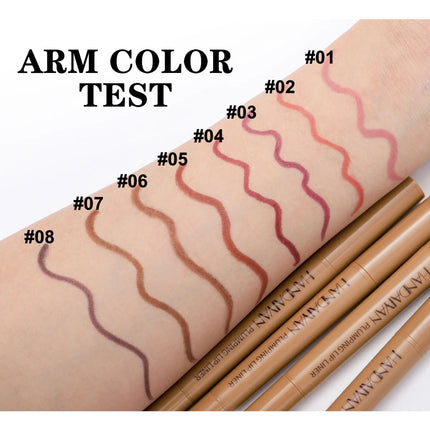 HANDAIYAN Double-Head Waterproof Lip Liner Pen Coffee Brown Outlines Lip Shape Full Lip Contour with Silicone Brush