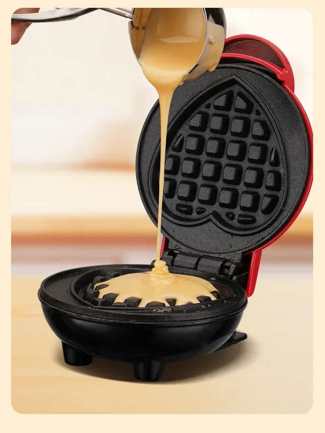 Mini Breakfast Maker Heart Shape Round Waffle Breakfast Maker Household Light Food Donut Maker Electric Kitchen Appliance Waffle Iron