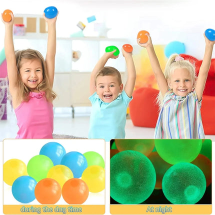 1/5/6Pcs Glow in The Dark Sticky Balls Squishy Stress Relief Toys Fun Fidget Toys Sensory Decompression Toys for Kids & Adults