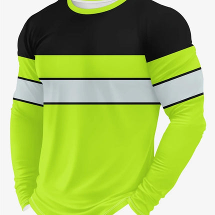 Men's 3D Printed New Secure Logo Color Blocking Design Long-Sleeved T-Shir Fashion Spring Daily Casual Work Wear Men's T-Shirts