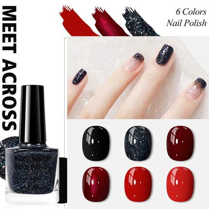 6pcs 8ml Water-Based Nail Polish Long Lasting Quick Drying No Need of Lamp to Cure Nail Supplies Vernis for Nail Art Decorations