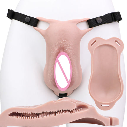 FAAK Male Hiding gaff Panties Male to Female Sex Toy Pads Strapon Insertable  Silicone Fake Vagina Clitoris Pads For Transgende