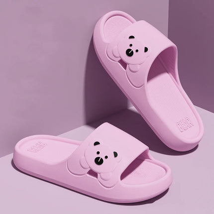 Fashion Women's Slippers Indoor Soft Sole Cartoon Bear Slides Bathroom EVA Outdoor Men Summer Beach Flip Flops Shoes Couple