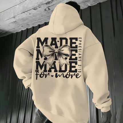 "Made For More" Hoodies Vintage Coquette Bow Jesus Sweatshirt Fashion Long Sleeve Graphic Christianity Women Streetwear Hoodie