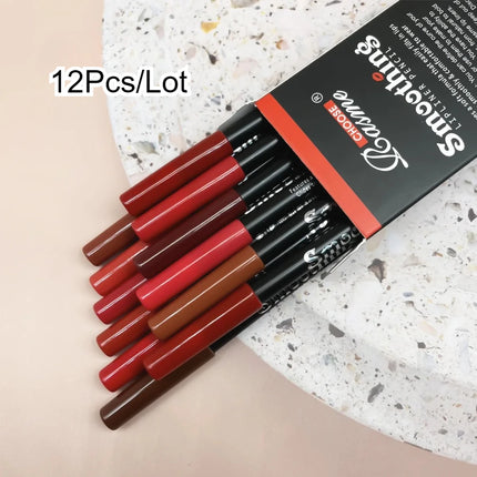 12Pcs/lot Matte Lipstick Set with Professional Lip Liner Pencil and Matte Lip Gloss for Women Valentine's Day Gifts Long-Lasting