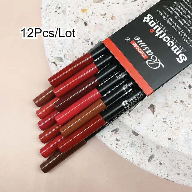 12Pcs/lot Matte Lipstick Set with Professional Lip Liner Pencil and Matte Lip Gloss for Women Valentine's Day Gifts Long-Lasting