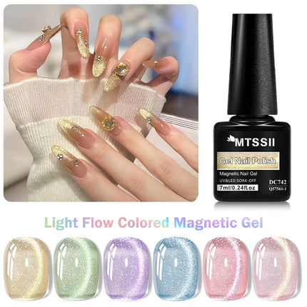 Light Flow Colored Cat Magnetic Gel Nail Polish Jelly Glitter Magnetic Semi Permanent Soak Off UV Gel Varnish Nail Supplies DIY