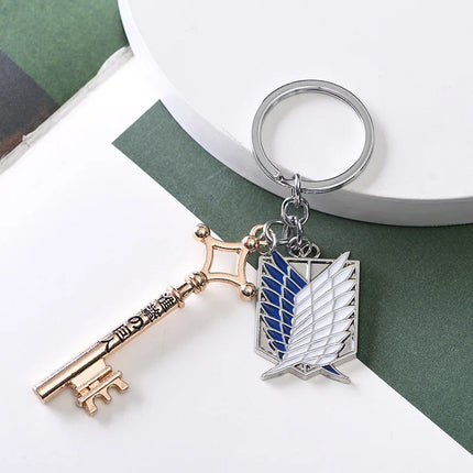 Anime Attack On Titan Keychain Shingeki no Kyojin Scouting Legion Emblem Pendant Key Chain for Women Men Cosplay Jewelry Gift