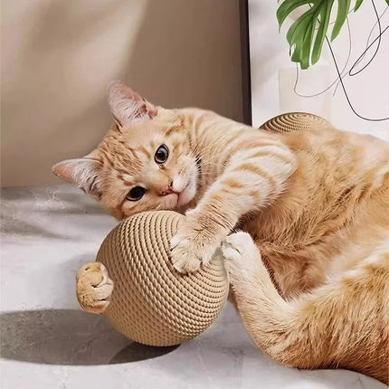 Large Sisal Cat Ball Toy, Interactive Self-Amusing Scratcher, Chew & Teeth Cleaning Toy for Kittens, Indoor Cats