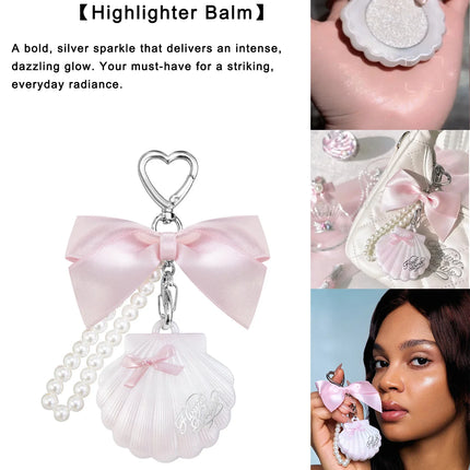 FlowersKnow Cupid Sweetie Bear Face Powder with Blush Highlighter Pendant Long Lasting Portable Makeup Decoration