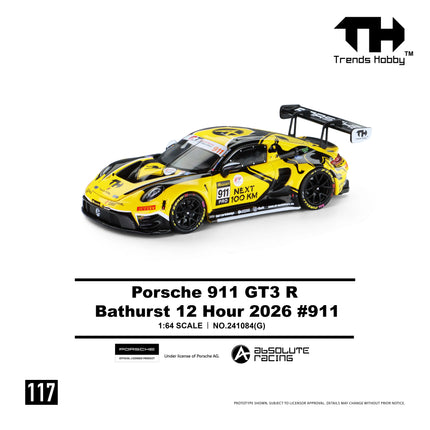 TH 1:64 Lamborghini Huracan GT3 EVO2 - GTWCA 2026 No. 29 Porsche 911 GT3R-B12H2026 No. 911 Alloy Car Model