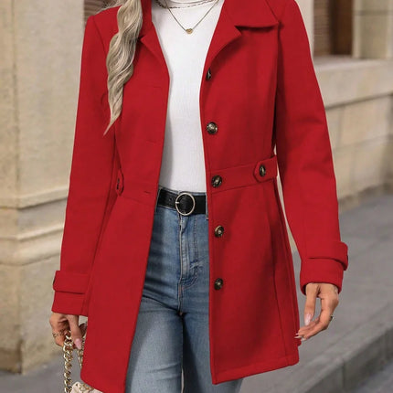 Autumn/Winter New Cross-Border Women's Fashion Flattering Loose-Fit Notched Lapel Single-Row Multi-Button Mid-Length Wool Blazer